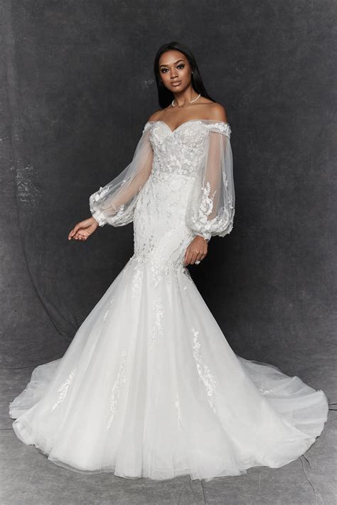 MYRTLE: Satin Off the Shoulder Trumpet Gown with Tulle Skirt | Justin Alexander Signature