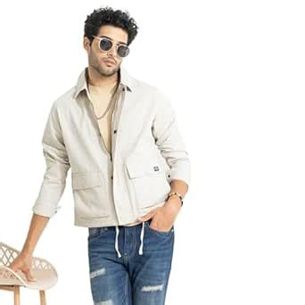 Buy SNITCH Cream Regular Fit Solid Cotton Jacket at Amazon.in