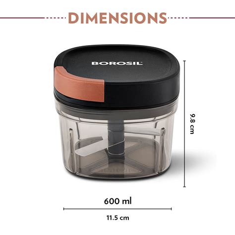 Borosil EazyPull Chopper, 600ml - 3 Blades