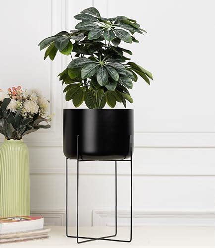 Ezzu Crafts Set of 2 Modern Planters with Stand, Large Planter Pots ...