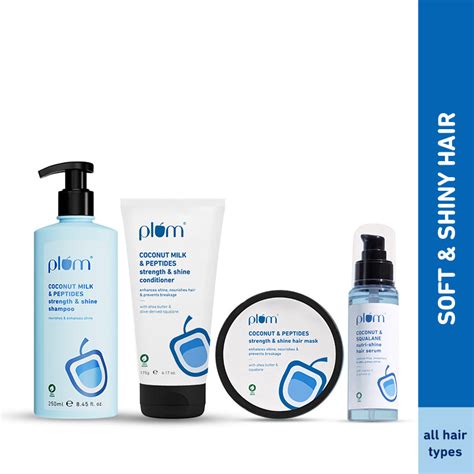 Buy Plum Coconut & Peptides Hair Strength & Shine Combo | Plum Goodness