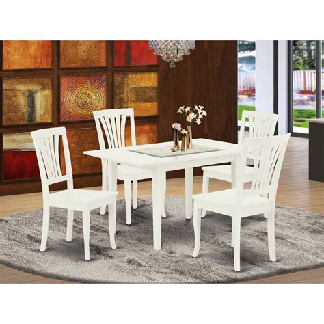 East West Furniture NOAV5-LWH-W 5 Piece Norfolk Rectangular Dinette Set ...