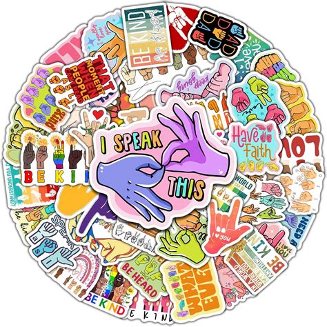 Amazon.com: BIGZORO Pack 50 PCS ASL Stickers American Sign Language ...
