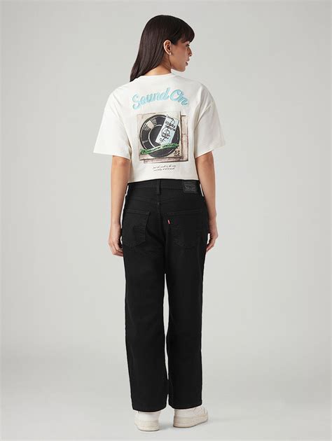 Women's Black Loose Fit Mid Rise Easy Dad Jeans – Levis India Store