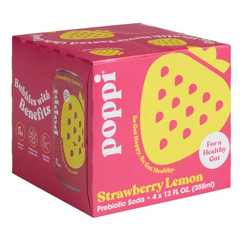 Poppi Strawberry Lemon Prebiotic Soda 4 Pack - World Market