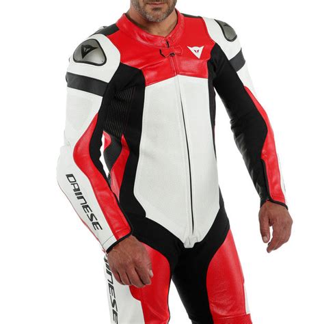 Dainese Assen 2 One Piece Suit Perforated Leather White Lava Red Black ...