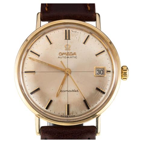 Omega 14k Yellow Gold Seamaster Automatic Men's Watch W/ Date and ...