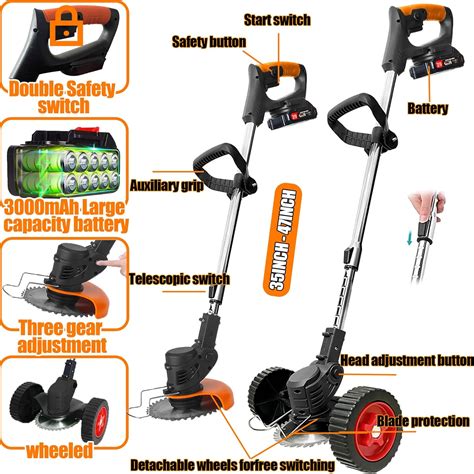 HWLANTU Electric Weed Wacker Cordless Battery Powered Wheel India | Ubuy