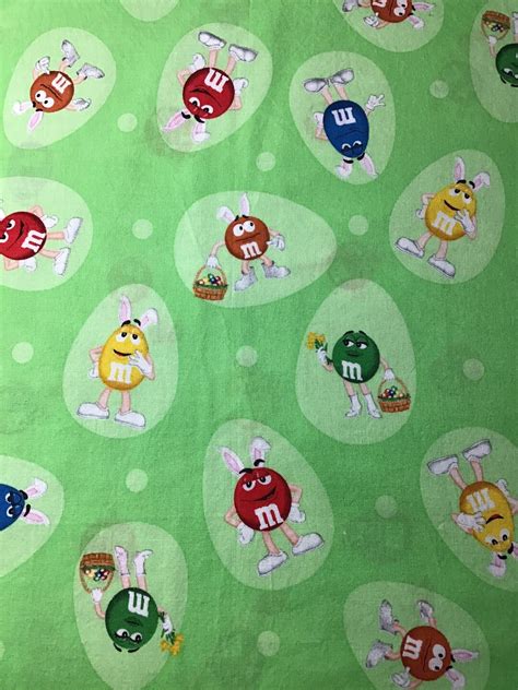 1/2 Yd M&M Bunny Rabbit Fabric 2010 Easter Party Springs Industry Rare ...