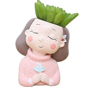 Pot's & Plant's Combo Pack Dreaming Yellow Girl Design,Heart Girl ...