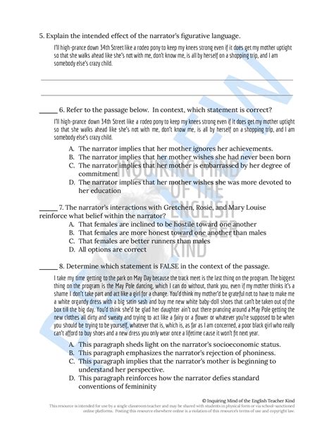 Raymond's Run by Toni Cade Bambara Close Reading Analysis Worksheet ...