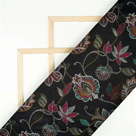 Black And White Floral Pattern Digital Print Ultra Premium Butter Crep ...