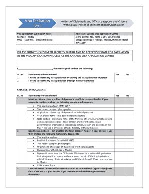 Fillable Online Visa facilitation form for CVAC in Mexico city Fax ...