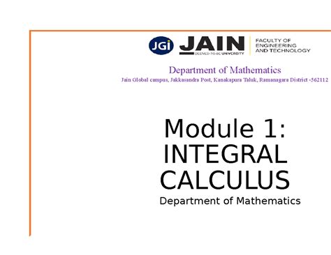 Module 1.1 Math - Department of Mathematics Jain Global campus ...