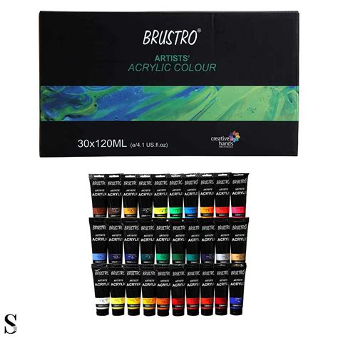 Brustro Artists Acrylic 120ml, 30 Shades (Complete Colour Range ...