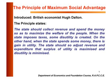 Maximum Social Advantage Notes - 1 The Principle of Maximum Social ...