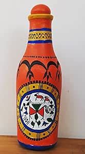 Buy Terracotta Bottle Shaped Hand-Painted Warli Vase Online at Low ...