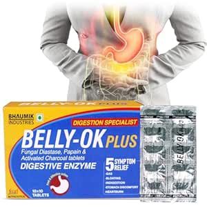 Belly OK Digestive Enzyme Tablets with Activated Charcoal - 60 Days ...