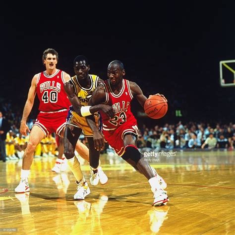 Chicago Bulls Michael Jordan in action vs Los Angeles Lakers ...