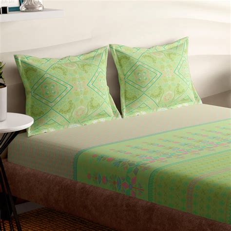 Buy PORTICO Arpita Mehta Sorbet Crush Green Floral Printed Cotton Super ...