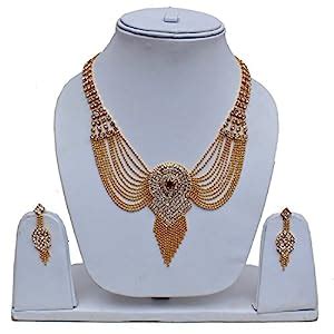 Buy Lucky Jewellery Gold Plated Maroon Color Necklace Set (396-P2SS-003 ...