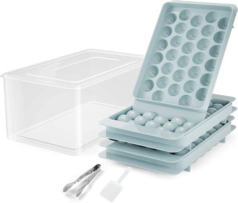 Amazon.com: Huggiecart Round Ice Cube Tray with Lid, Bin, Scoop, and ...