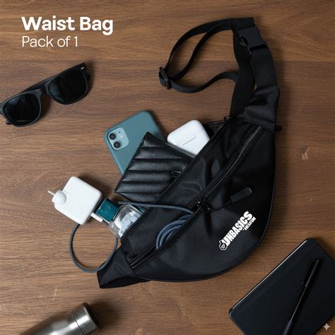 Bliss Black! Unisex Travel Waist Bag, Pack of 1 – Unbasics By Hexafun
