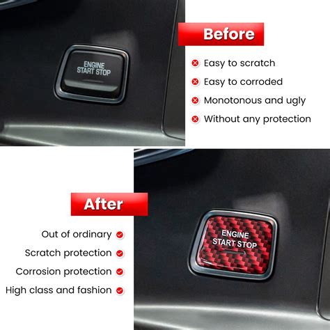 Buy Carbon Fiber Keyless Engine Start/Stop Push Button Cover Trim for ...