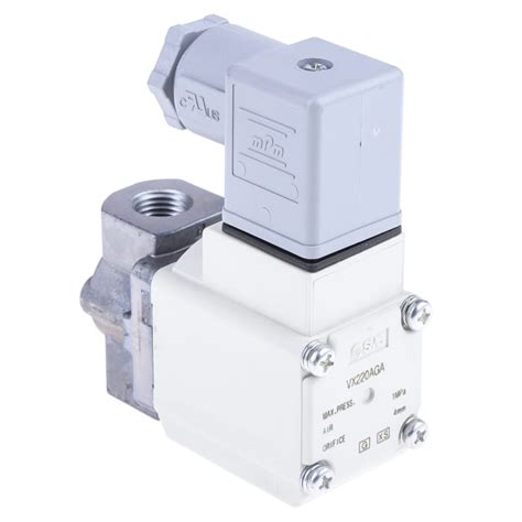 VX220AGA SMC | SMC Solenoid Valve VX220AGA, 2 port(s) , NC, 24 V dc, 1 ...