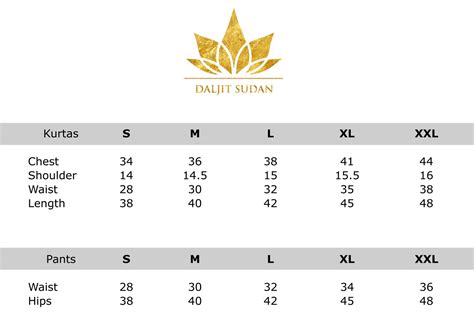 Size Guide – Daljit Sudan