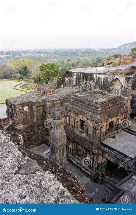 View at the Kailasa Temple, Ellora Caves, Maharashtra, India Stock ...