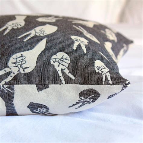 Grey Peace Hands Woven Cushion Cover – Safomasi