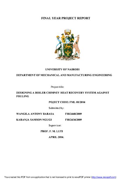 Designing A Boiler Chimney HEAT Recovery System Against Fouling - FINAL ...