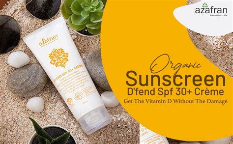 Azafran Organics D'fend SPF 30 Sunscreen, 100g, UVA/UVB Sun Protection ...