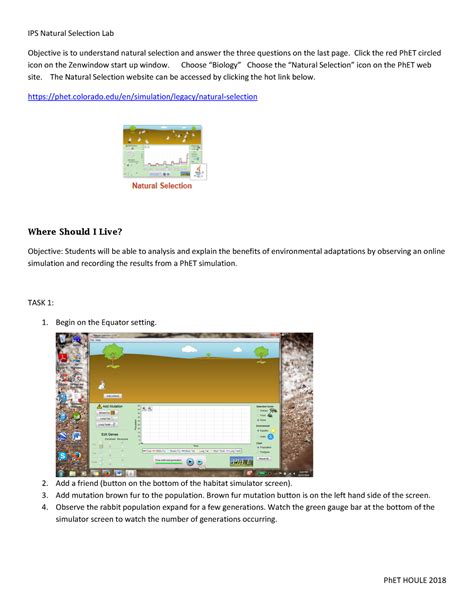 Natural Selection At Phet