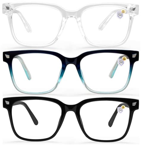 3 Pack Blue Light Blocking Glasses for Women/Men, Anti Eyestrain UV ...