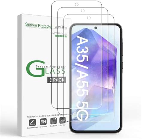 amFilm Pack of 3 Glass Screen Protectors for Samsung Galaxy A35/A55 5G ...