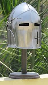 Buy NauticalMart Medieval LARP Visored Barbuta Helmet Silver Online at ...