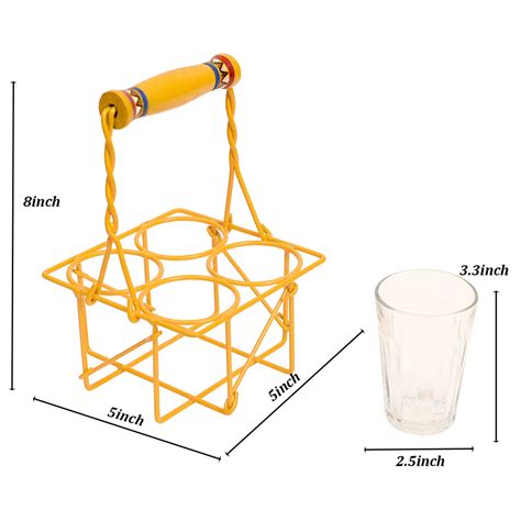 Cutting Chai (SO4) in Yellow Handpainted Metal Stand (5x5x8) – Aakriti ...