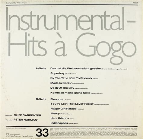 Orchester Cliff Carpenter. Instrumental-Hits à Gogo – Bertelsmann Vinyl ...