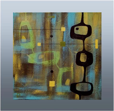 Mid-Century Modern Painting Original Acrylic on Canvas 12 x