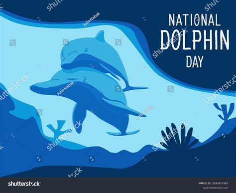 National Dolphin Day Vector Illustration Poster Stock Vector (Royalty ...