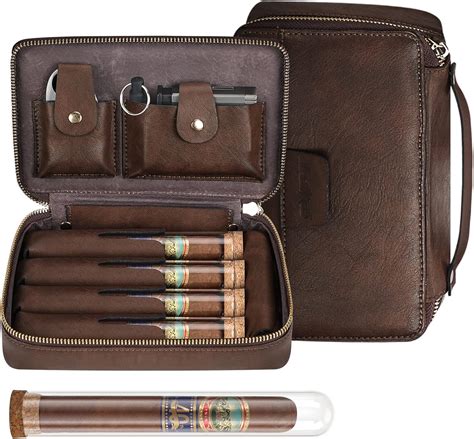 Amazon.com: SEMKONT Travel Cigar Humidor Portable Travel Cigar Case ...