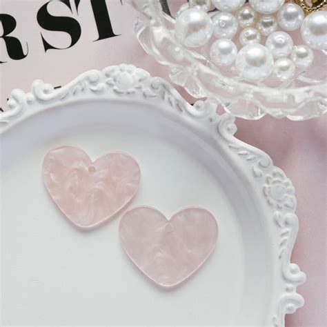 《ピンク》ハートマーブルプレートチャーム/2個 | COCONEL