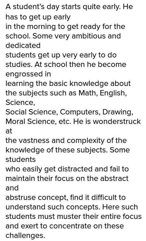 A essay on A DAY IN THE LIFE OF STUDENT - Brainly.in