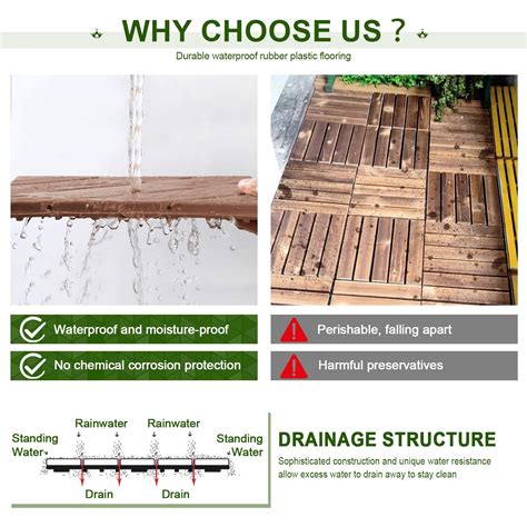 Snapklik.com : Plastic Interlocking Deck Tiles,44 Pack,12"x12 ...