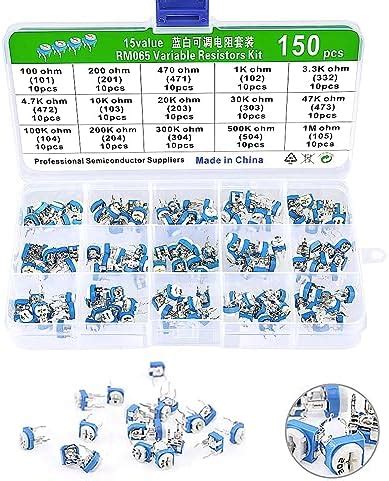 Stemedu 150Pcs 15 Values 100 ohm -1M ohm Multiturn Trimmer ...
