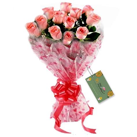 The FloralMart® Fresh Flower Bouquet of 20 Pink Roses in Cellophane ...