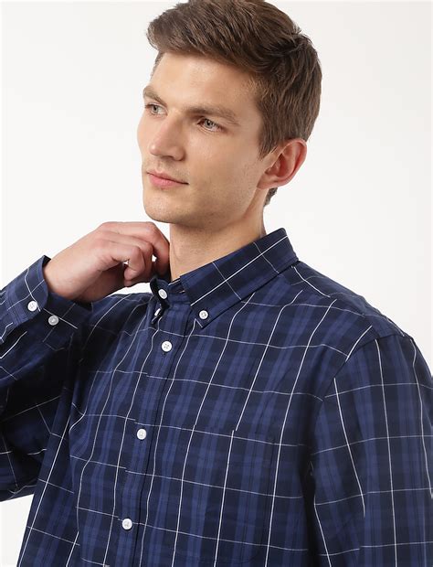 Buy Pure Cotton Checked Spread Collar Shirt at Marks & Spencer