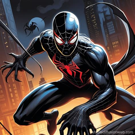 Black Spider-Man: The Dark Defender | Stable Diffusion Online